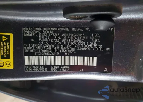 2012 Toyota Highlander Base z USA, uszkodzony, nr VIN 5TDZK3EH9CS061155